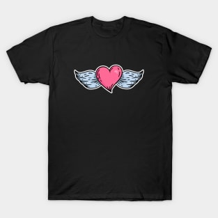 Winged Heart in an Old School Tattoo Style T-Shirt